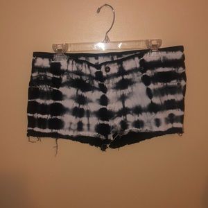 Tie die denim shorts